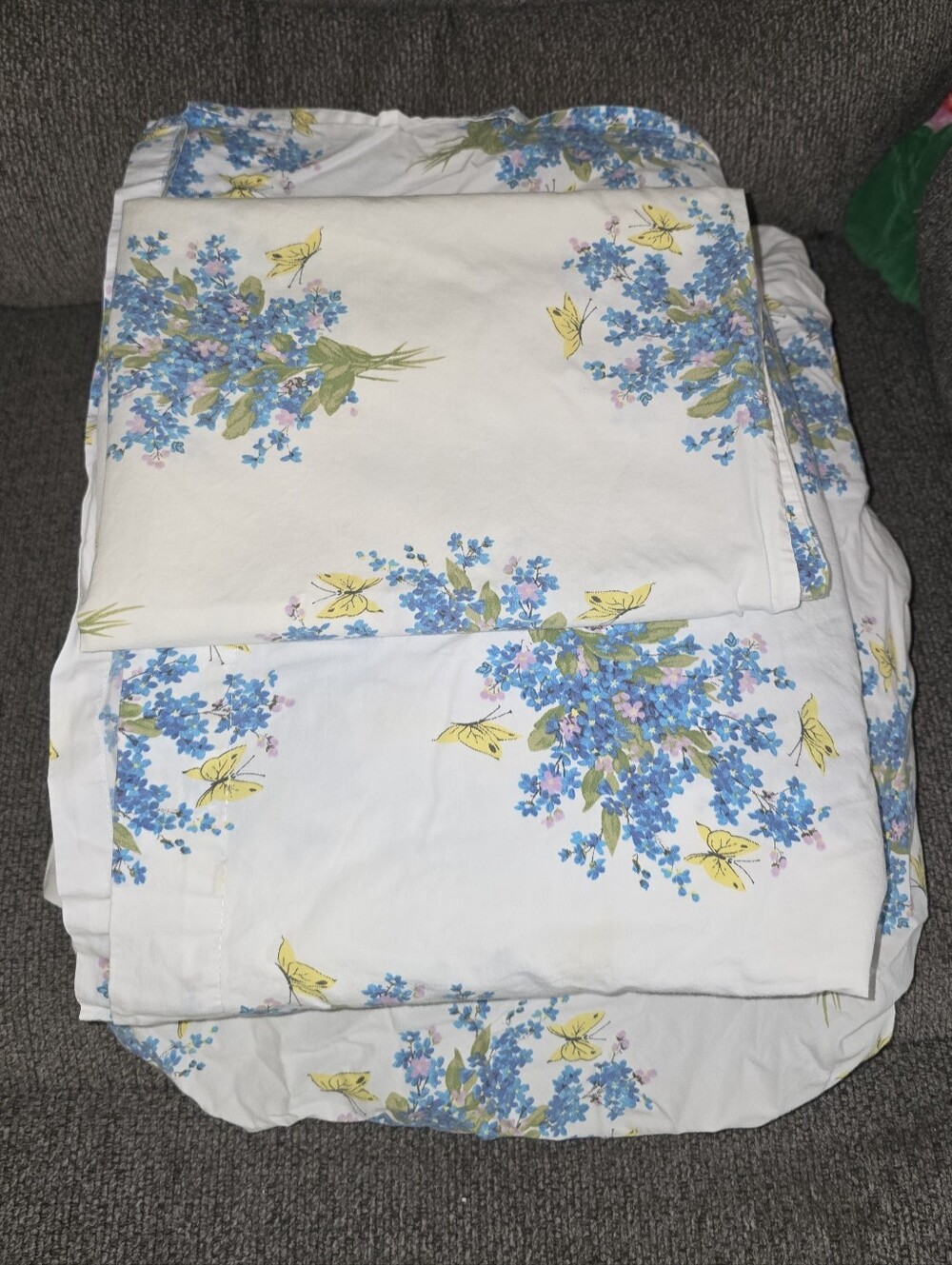 Vermont Country Store Wildflower Butterfly Cotton Sheets Set Twin